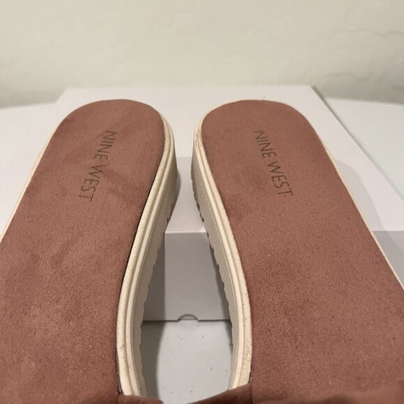 Nine West Dusty Pink/Rose Suede Flat Slides Sandals 9M Ruched - Picture 3 of 8